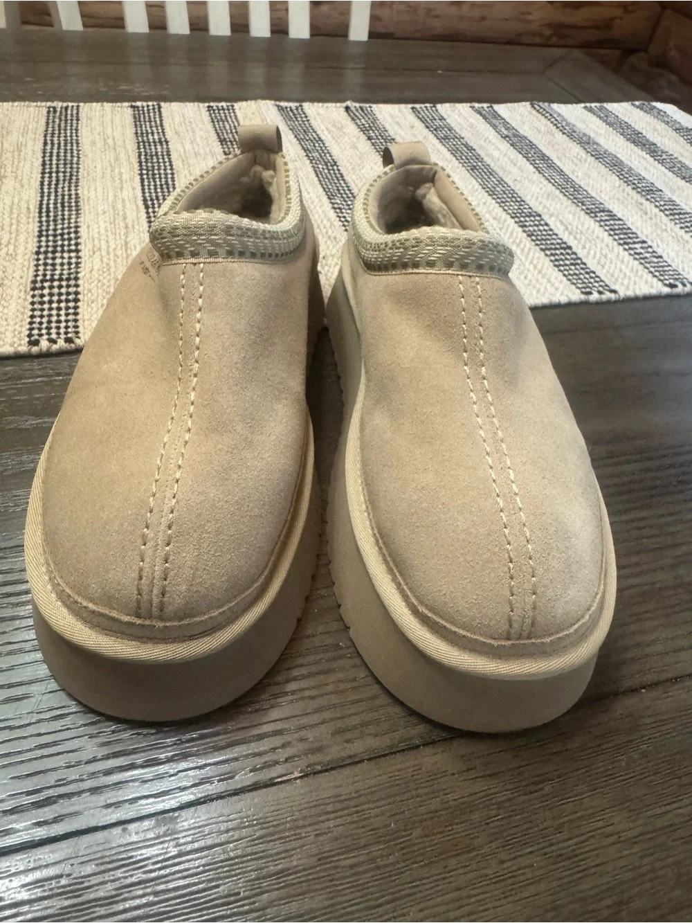UGG Suede Platform Slip-Ons in Chestnut Tan